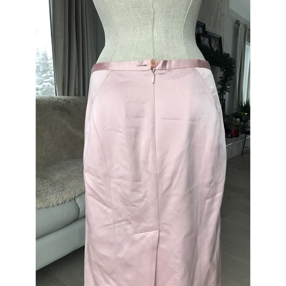 BCBG maxazria Pencil skirt pink blush 2 over knee Career dressy Lined Slit - Picture 5 of 9
